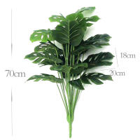 Planta Artificial De Monstera Grande 70cm Con 18 Hojas De Palma Falsa Para Decoración De Jardín Y Habitaciones Material Plástico Verde - details 6