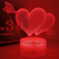 Lámpara Nocturna Romántica De LED En Forma De Corazón Decoración De Habitación Regalo De Cumpleaños Para Novia Y Amantes Luz De Escritorio 3D Incluye Batería AA - details 0