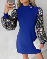 Vestido Elegante De Mujer Con Encaje Y Manga Larga Para Otoño E Invierno Cuello Redondo Slim Fit De Poliéster - details 3