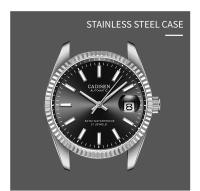 Reloj Mecánico Para Hombre CADISEN Marca De Lujo Auténtico Acero Inoxidable Resistente Al Agua Estilo De Negocios Sin Numeración Cristal De Zafiro - details 2