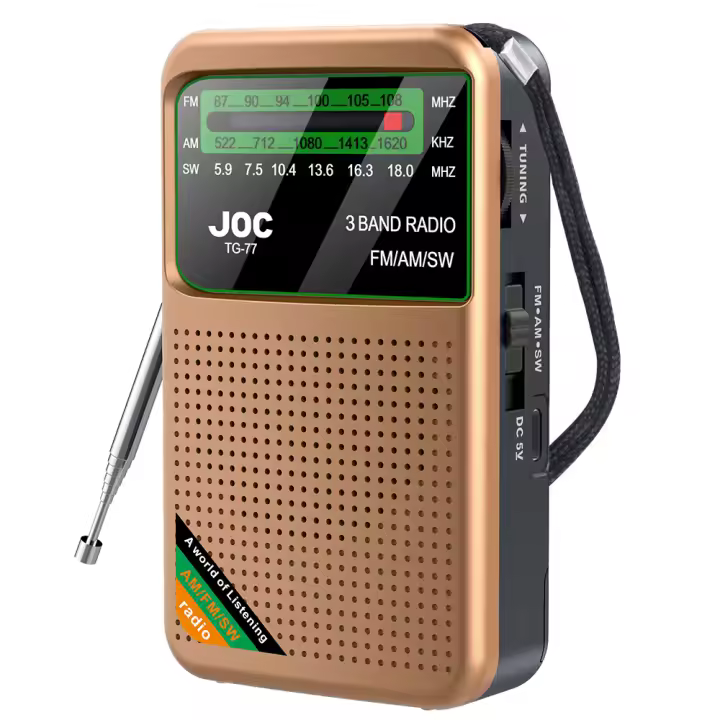 Mini Radio Portátil AM/FM/SW 3-Banda Para Correr Y Caminar Con Soporte De Auriculares Y Batería Recargable Receptor FM - 1