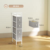 HOMCOM Cómoda con 4 Cajones de Tela, Cómoda para Dormitorio Estrecha con Marco de Acero, Cajonera para Espacios Pequeños, Sala de Estar, Vestidor, Baño - details 2