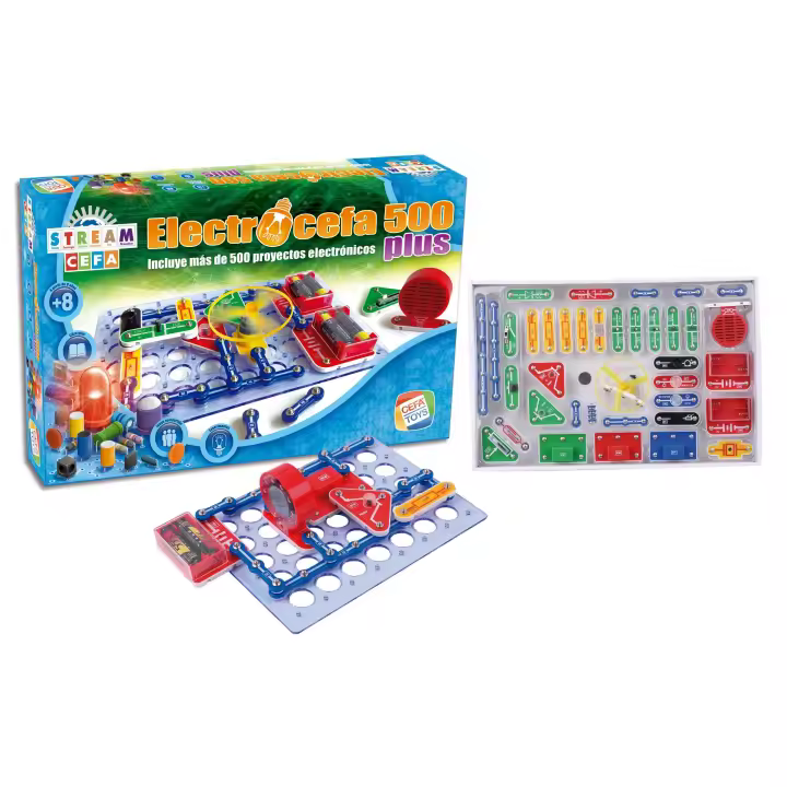 Cefatoys ELECTROCEFA 500 PLUS - Kit de Electrónica para Niños de 8 Años - Construye Más de 500 Circuitos y Proyectos - 1