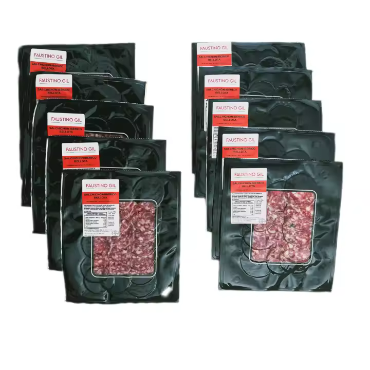 SALCHICHÓN IBÉRICO DE BELLOTA - 10 Sobres de 100g - Elaboración tradicional - Productos Ibéricos Faustino Gil - - 1