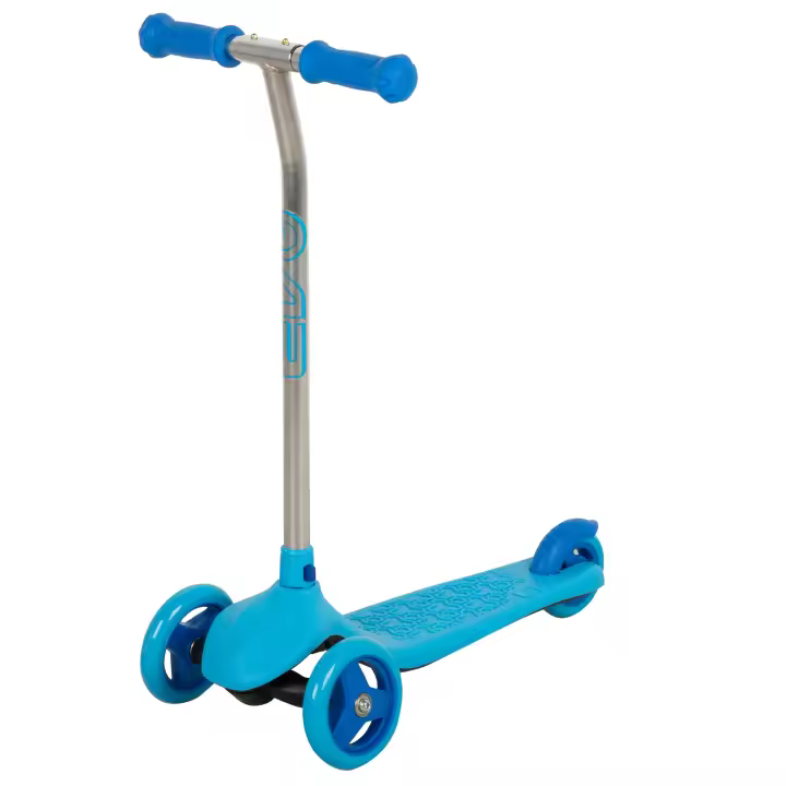 EVO - Patinete 3 ruedas azul, medidas 54x33,5x65,5 cm, peso máximo soportado 20 kg, freno trasero, base y manillar antideslizantes, juguetes niños +2 años, juguetes aire libre, juegos exterior - 1