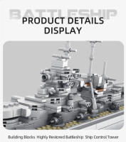 Bloques De Construcción Militar WW2 Gran Buque De Guerra Modelo En Ladrillo Juguete Educativo Para Niños Regalo De Fiestas Para Niños Hombres - details 26