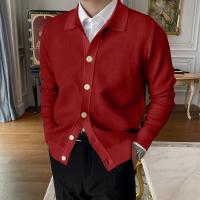 Chaqueta De Punto Para Hombre Con Cuello En V Y Botones Manga Larga Ajustada Estilo Casual Poliéster Y Spandex - details 5