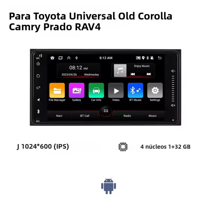 Radio De Coche Android Auto Carplay Para Toyota Corolla Camry Vios Crown RAV4 Land Cruiser Prado Multimedia Con Navegación GPS 2din 7 Pulgadas RAM 2G ROM 32G Soporte Para Control Del Volante - 1