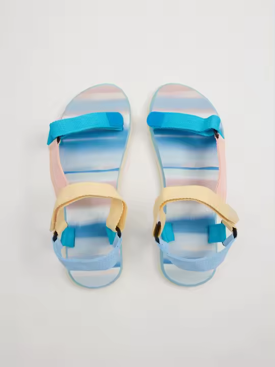Chanclas cangrejera multicolor, lona, suela goma, tiras velcro, diseño dinámico y llamativo INSIDE - 1
