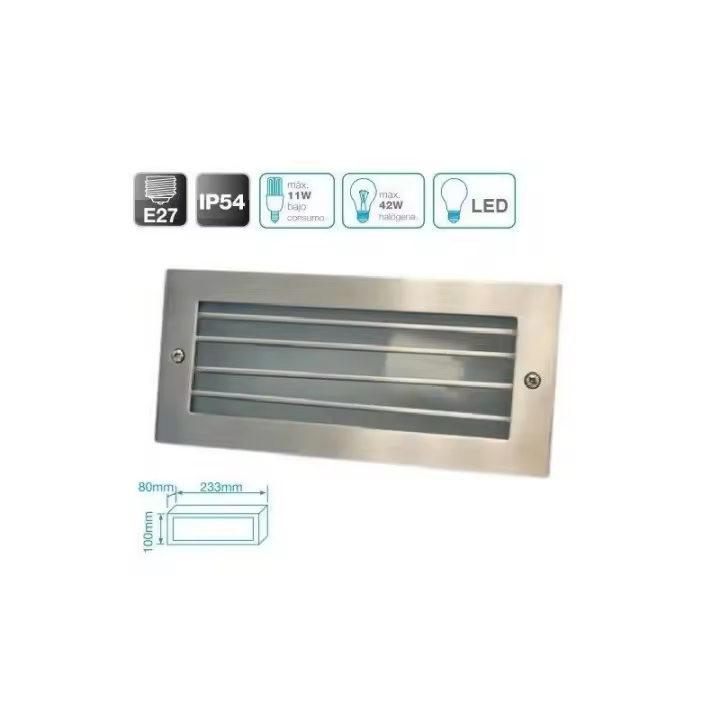 Gsc Evolution Aplique de Aluminio con Rejilla para Empotrar GSC 0701912 - Color Níquel Satín - IP54 - 1