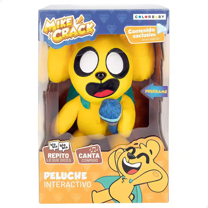Colorbaby Mikecrack Peluche Interactivo, Perro Mike, con Música, Grabación y Reproducción de Voz, Juguete Personaje Youtube, 29 cm, Canta Chocolate con Almendras, Repite lo Que Dices - 1