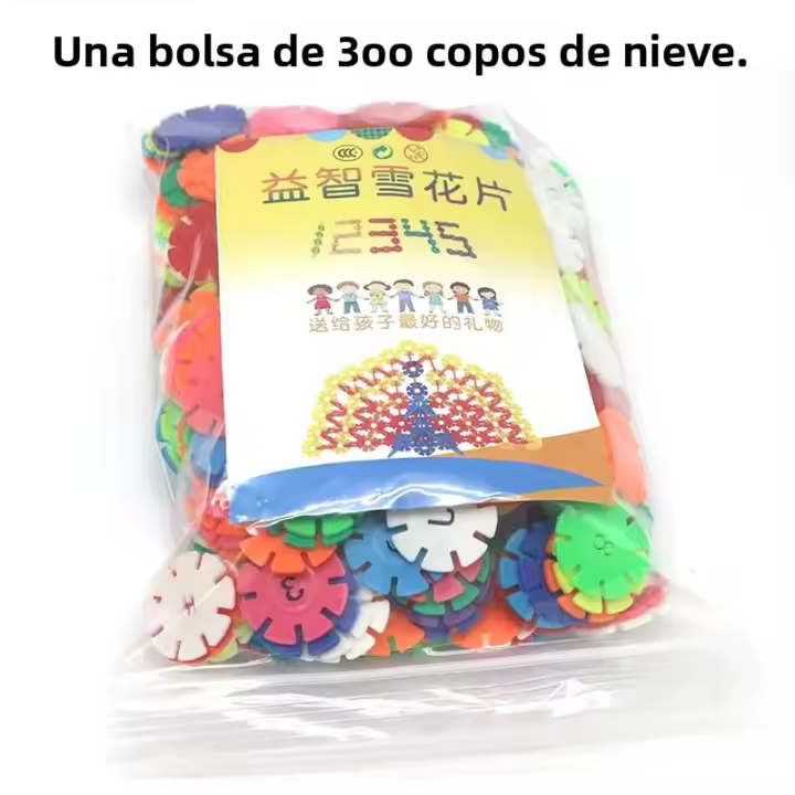 Bloques Interconectados Para Niños Con Temática De Copos De Nieve Educación Temprana Puzzle DIY Ejercicio De Habilidades Manuales (colores Aleatorios) - 1
