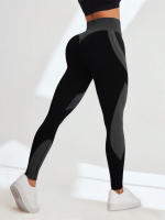 Leggings De Yoga Para Mujer Cintura Alta Controladora Sin Costuras Elásticas Suaves Y Estirables Transpirables Con Levantamiento De Glúteos Para Gimnasio Y Ejercicio - details 2