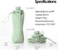 Botella De Deporte De Silicona Plegable Grande Para Camping Y Viajes Resistente Al Desbordamiento Y a La Microondas Con Correa - details 3