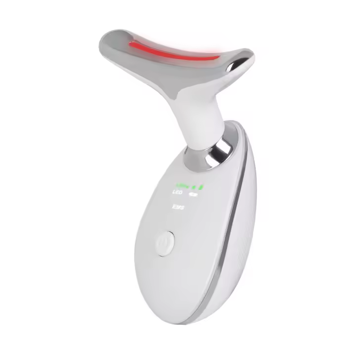 Masajeador de cuello y rostro Jocca con luz pulsada, 3 modos de cuidado facial: limpieza, estimulación muscular y calor. Reafirma, tonifica la piel y mejora la apariencia de la piel. Cabeza de masaje 160°. Batería recargable de 800mAh. Incluye USB. - 1