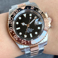 Reloj Mecánico Automático Para Hombre NH34A Rose Gold Doble Tono Con Correa Jubilee 200m Impermeable Movimiento GMT Reloj De Divercio - details 0