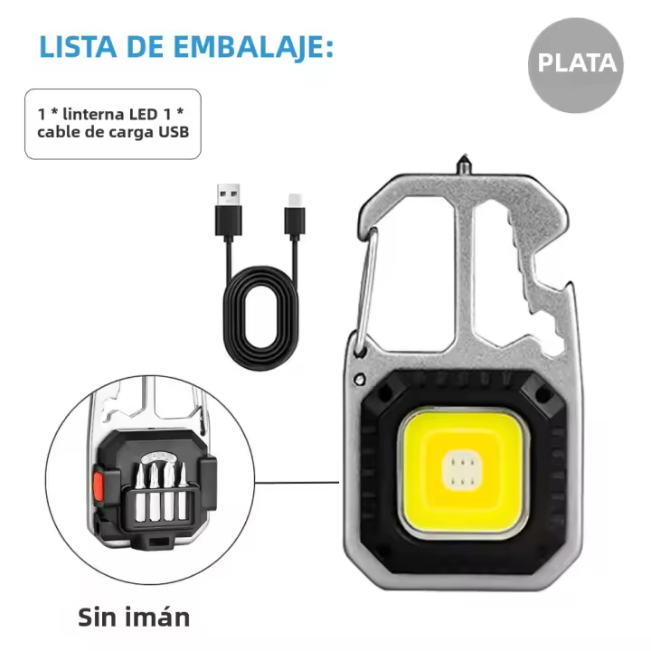 Linterna De Banda LED Recargable Mini COB Con Llavero Multifuncional Para Camping Exterior Magnético Y Con Destornillador Luz Brillante Resistente Al Choque Y a Prueba De Agua - 1