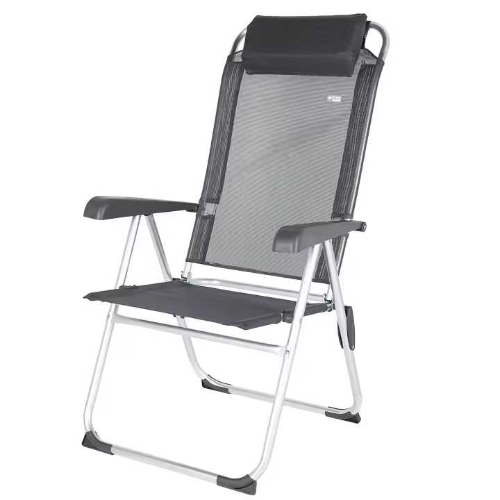 Aktive - Silla de camping plegable con respaldo reclinable 5 posiciones, 44x55x101 cm, fabricada de aluminio y textileno, con cojín y topes antivuelco, máx. 110 kg, sillas de playa, sillas plegables, accesorios verano - 1