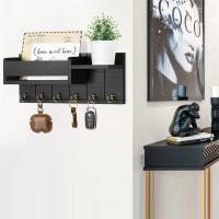 Porta-llaves Decorativo Y Organizador De Correo En Madera Rustica Con 6 Ganchos Para Llaves Soporte De Pared Para Sala De Estar Entrada - details 3