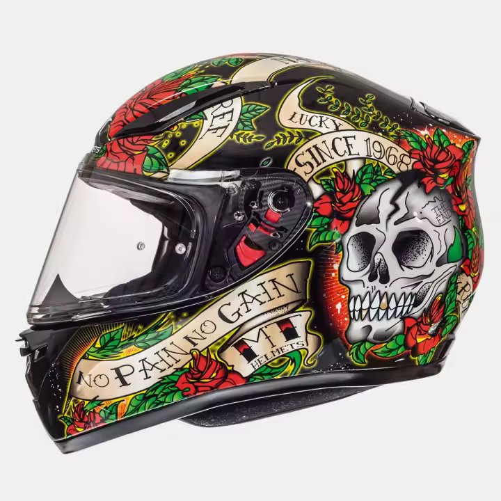 Casco Moto Casco Mt Revenge Skull & Rose   Ce U - 1