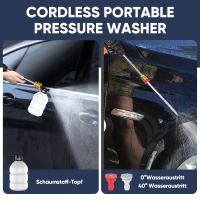 21V Pistola de agua de alta presión sin cable para uso doméstico 200W motor de cobre puro 5L gran caudal larga duración con doble batería + tubo de 5m limpiador de coche de jardinería - details 0