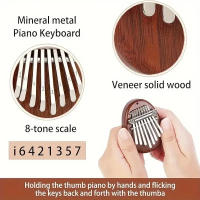 Mini Kalimba De Madera De 8 Teclas Calidad Superior Instrumento Musical Accesorio De Piano De Dedos Regalo Elegante - details 11