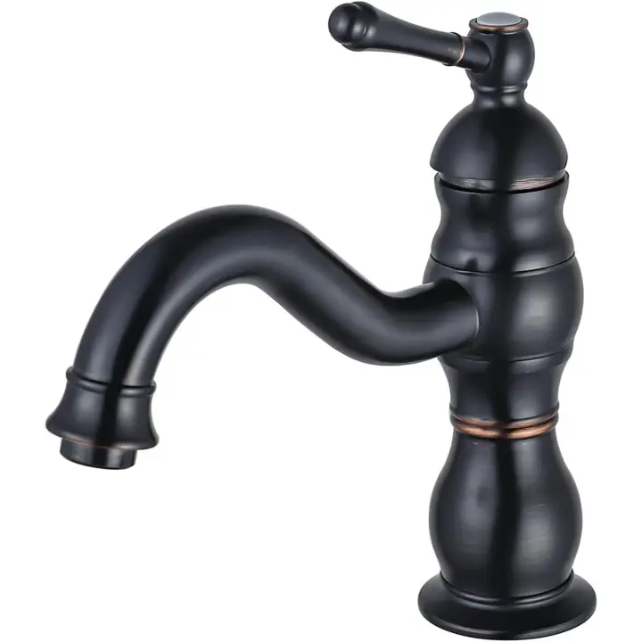 Vintage, Grifo de baño negro, Grifo de baño de una palanca, Grifo de baño de rotación de 360 °, Grifo de baño de una palanca, Grifo de lavabo de baño de una mano - 1