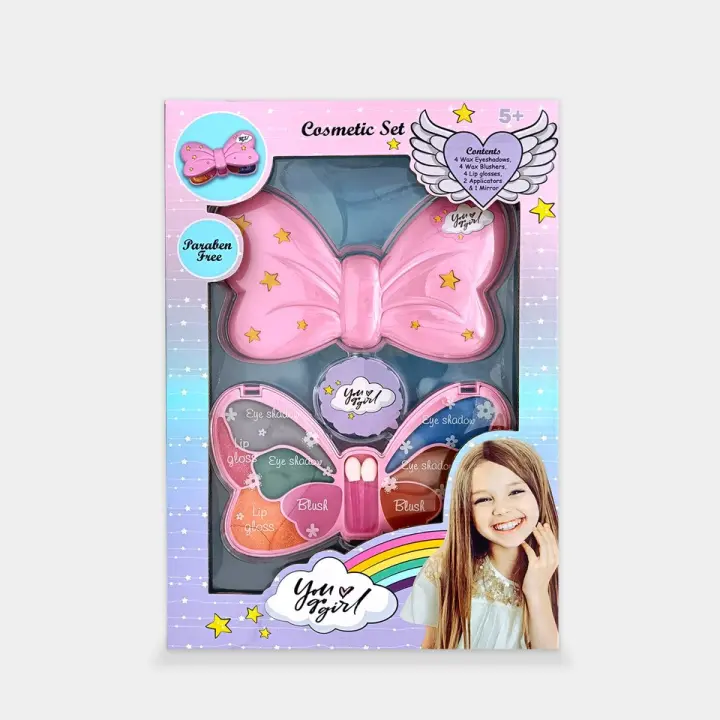 YOU GO GIRL Set de Maquillaje Infantil para Niña y Niño - Estuche Lazo - Sombra, Colorete, Brillo Labial - 5+ Años - 1