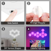 Luz De Noche LED Creativa En Forma De Hexágono Con Control Remoto Para Decoración DIY De Habitación Y Dormitorio Color Variado Y Ajustable - details 2
