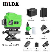 Nivel De Laser 3D HILDA Con 12 Líneas Auto-Nivelado 360 Grados Horizontal Y Vertical Rayo Verde Óptico Instrumento De Medición Potente - details 10