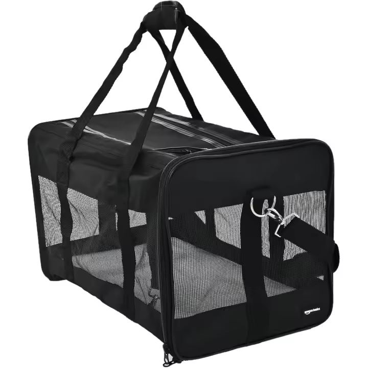 Transportín para perros y gatos, de lados suaves, color negro - 1
