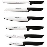 Arcos Juego Cuchillos Cocina Set Cuchillos Cocina Cuchillos Cocina Profesional  6 pzas  Cuchillos Acero Inoxidable Mango Negro  Utensilios de Cocina Serie Niza  Apto lavavajillas  Envase Ecologico - details 0