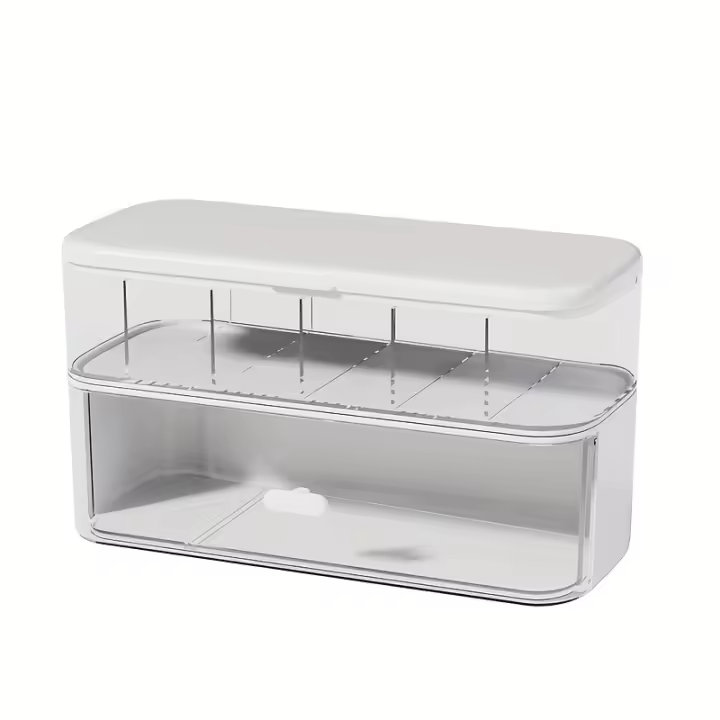 Organizador De Cables Para Escritorio Transparente Con Tapa Solución De Almacenamiento Para Cargadores Y Cordones Diseño Compacto Para Almacenamiento En El Hogar - 1