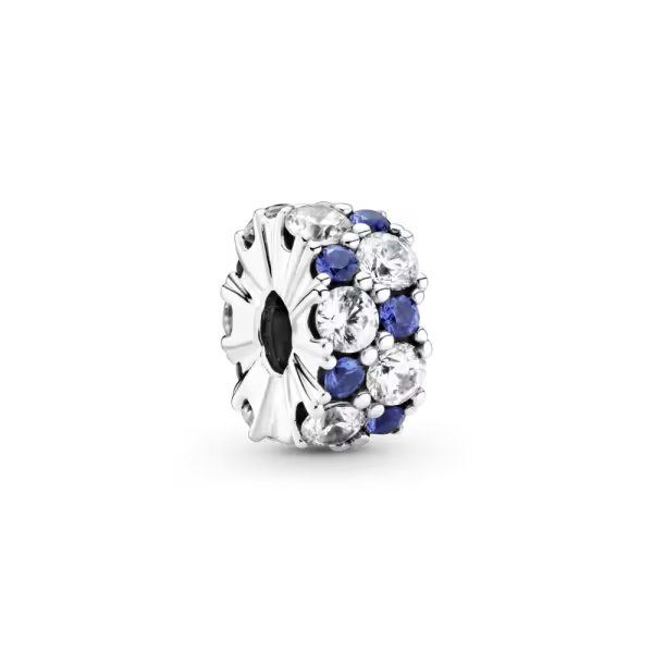 PANDORA Clip Brillante Transparente y Azul 799171C01 - Joyería de Plata Inspirada en Pandora Timeless - 1