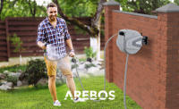 Carrete de Manguera de Jardín Automático Arebos | Enrollador de Manguera Giratorio 180° | 20m Gris - details 0