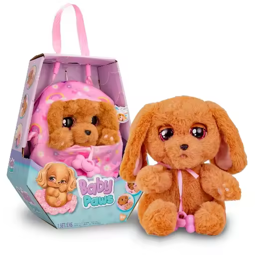 BABY PAWS Sleeping Puppies Cocker- Peluche Interactivo con Sonidos que Abren y Cierran los Ojitos e Incluyen una Bolsita-Manta-Regalo óptimo para Niños y Niñas +3 Años - 1