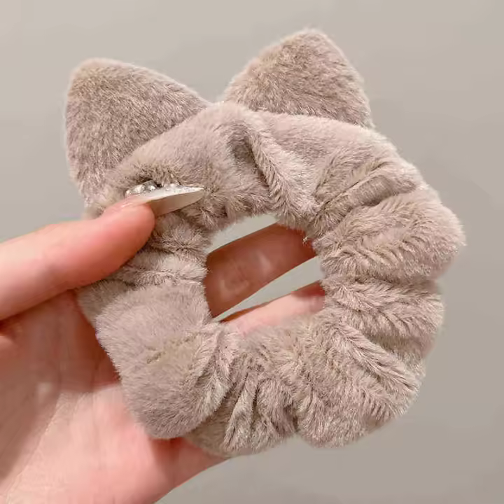 Nueva Bandeja De Cabello Con Orejas De Gato De Peluche Coreana Para Mujeres Accesorios De Cabello Elásticos De Alta Elasticidad Para Niñas Estilo De Moda - 1