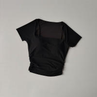 Nueva Prenda De Verano Para Yoga Mujer: Camiseta Deportiva De Malla Con Falsas Piolas Y Cintura Fija Manga Corta Para Correr Y Fitness - details 5