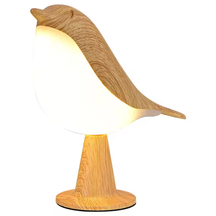 Lámpara de noche pequeña inalámbrica, sensor táctil de pájaro, lámpara de mesa LED con atenuador táctil, lámparas de mesa de noche de brillo de 3 niveles, lámpara de escritorio recargable para - 1