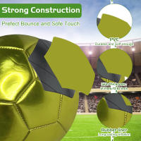 Bola De Fútbol Oficial Tamaño 5 PVC Dorada Y Plateada Para Entrenamiento De Equipo Juego Al Aire Libre Match - details 5