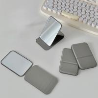 Desktop Makeup Mirror Solid Color PU Leather Simple Portable Handheld Makeup Mirror Foldable Student Compact Cute Pocket Mirror - details 5