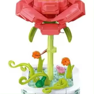 Con base, juego de construcción de Flores, bloques de construcción de Flores Artificiales para decoración del hogar y la Oficina, peonía - 1