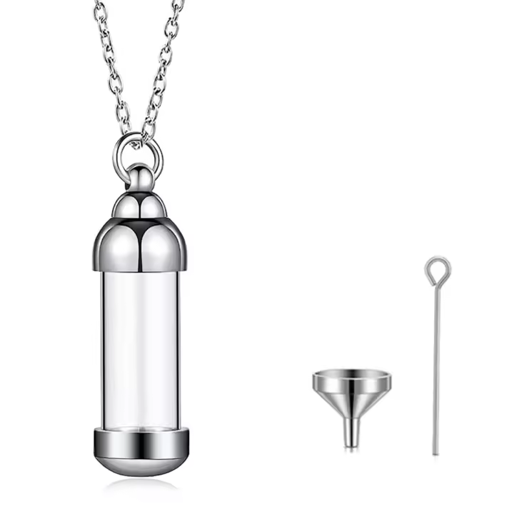 Joyería De Acero Inoxidable Para Cremación Portador De Restos De Amados Muertos Colgante Memorial De Vidrio Transparente Para Recordar a Nuestros Pequeños Amigos - 1
