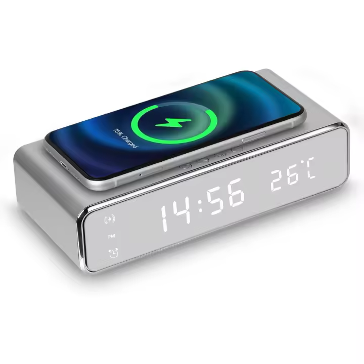 Despertador digital with Cargador inalámbrico, Cargadores para dormitorios, Cargador inalámbrico, Reloj despertador LED digital, termómetro, Cargadores de teléfono de carga - 1