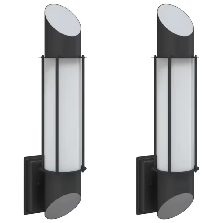 vidaXL Apliques de exterior 2 unidades acero inoxidable Color Negro,  Plateado, y mas - 1
