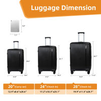 S7 STAR（consigue un regalo gratis）Juego 3pcs Maleta PP de Viaje 20/24/28 pulgadas, Cabina Rígida Extensible de Moda, Set 3 Equipaje Resistente con Mango Ajustable, Cabina Trolley Color Puro con 4 Ruedas Giratorias Multidireccionales 360° - details 2