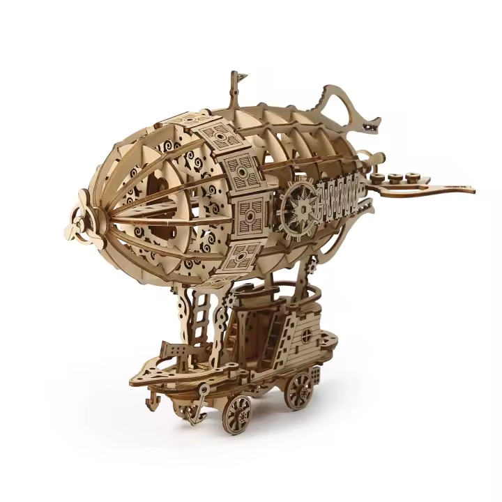 DAM. Maqueta de Madera 3D, diseño de Teledirigible con movimiento mecánico. 160 piezas. 19x13x17cm. - 1