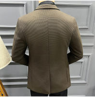 Chaqueta De Patoleta Verde Rayada Para Hombre Alta Calidad Moda Senior Primavera Otoño Casual Elegante Para Negocios - details 6