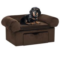 vidaXL Sofá para perros con cajón felpa 75x50x38 cm en color Marrón/Azul/Burdeos y más - details 0