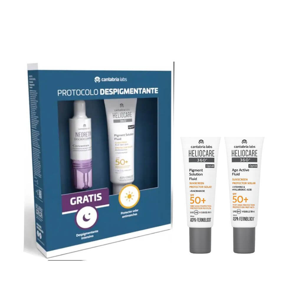 Cantabria Heliocare 360º Pigment Solution Fluid 50+50 ml + Regalo Neoretin Discrom Control Concentrate Despigmentante Intensivo 10 ml + Regalo Protector Age Fluid y Pigment Fluid 3 ml